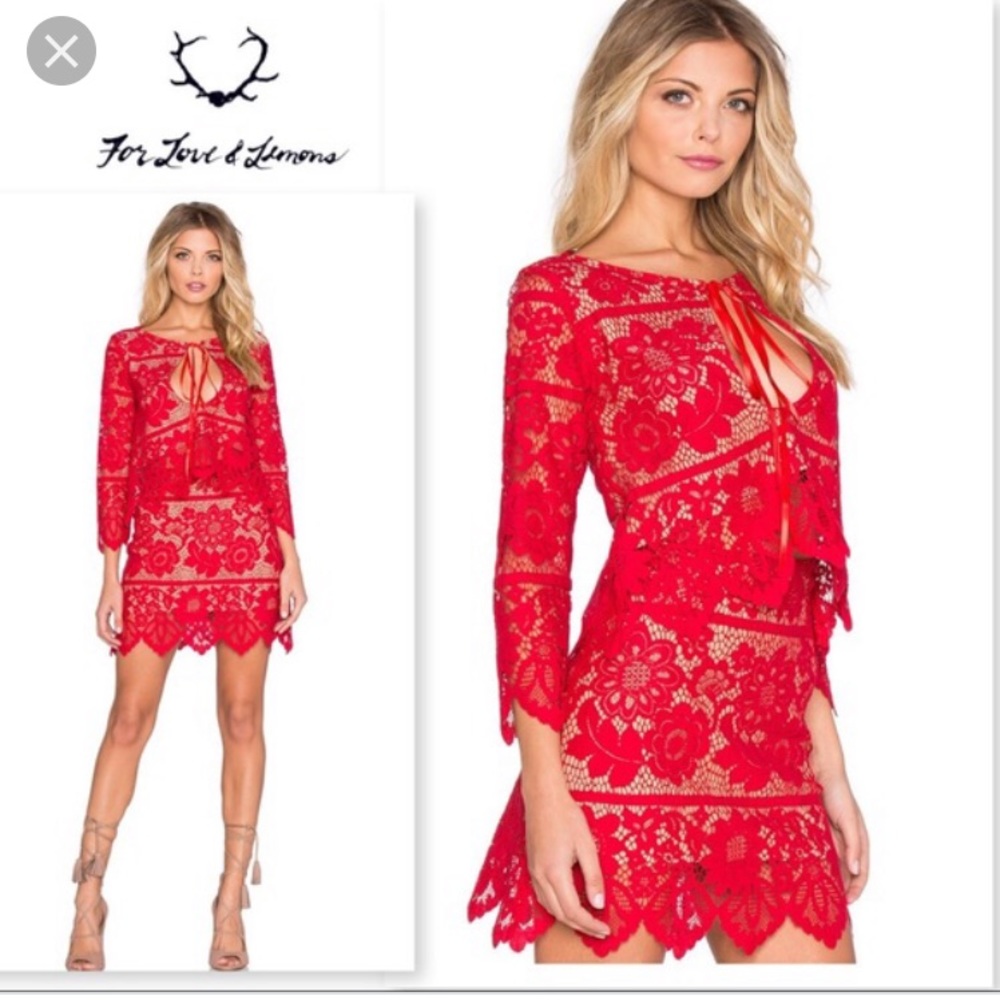 For Love and lemons red lace set